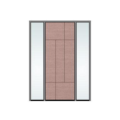 THERMATRU 3'0" X 6'8" Or 8'0" Classic Craft Walnut Grained Flush Exterior Prehung Door With 2 Clear Low-E Direct Set Sidelights CCW905/ CCW8905/DRS82131SL-LE