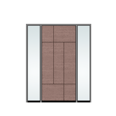 THERMATRU 3'0" X 6'8" Or 8'0" Classic Craft Walnut Grained Flush Exterior Prehung Door With 2 Clear Low-E Direct Set Sidelights CCW905/ CCW8905/DRS82131SL-LE