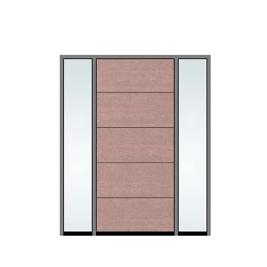 THERMATRU 3'0" X 6'8" Or 8'0" Classic Craft Walnut Grained Flush Exterior Prehung Door With 2 Clear Low-E Direct Set Sidelights