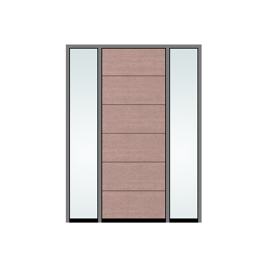 THERMATRU 3'0" X 6'8" Or 8'0" Classic Craft Walnut Grained Flush Exterior Prehung Door With 2 Clear Low-E Direct Set Sidelights