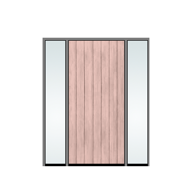 THERMATRU 3'0" X 6'8" Or 8'0" Classic Craft Mahogany Square Top Full Plank Exterior Prehung Door With 2 Clear Low-E Direct Set Sidelights