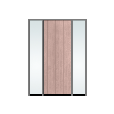 THERMATRU 3'0" X 6'8" Or 8'0" Classic Craft Mahogany Square Top Full Plank Exterior Prehung Door With 2 Clear Low-E Direct Set Sidelights