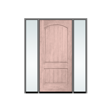 THERMATRU 3'0" X 6'8" Or 8'0" Classic Craft Mahogany Square Top Panel Exterior Prehung Door With 2 Clear Low-E Direct Set Sidelights