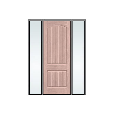 THERMATRU 3'0" X 6'8" Or 8'0" Classic Craft Mahogany Square Top Panel Exterior Prehung Door With 2 Clear Low-E Direct Set Sidelights