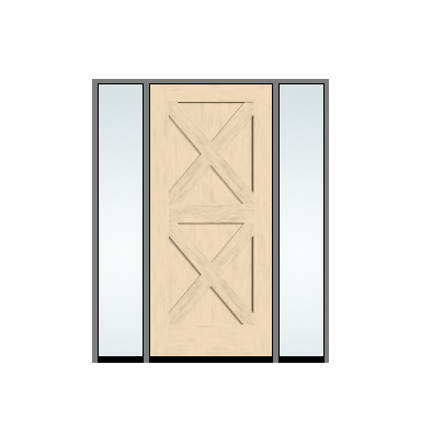 THERMATRU 3'0" X 6'8" Classic Craft American Fir Panel Exterior Prehung Door With 2 Clear Low-E Direct Set Sidelights