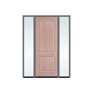 THERMATRU 3'0" X 6'8" Or 8'0" Classic Craft Mahogany Square Top Panel Exterior Prehung Door With 2 Clear Low-E Direct Set Sidelights