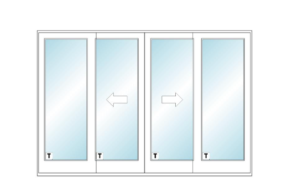 ANDERSEN FWG12080 400 Series 141" X 95½" Frenchwood Sliding/Gliding Vinyl Exterior Wood Interior Dual Pane Low-E Tempered Argon Fill Glass 4 Panel Patio Door Grilles/Screen