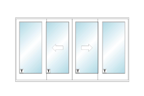 ANDERSEN FWG12068 400 Series 141" X 79 1/2" Frenchwood Sliding/Gliding Vinyl Exterior Wood Interior Dual Pane Low-E Tempered Argon Fill Glass 4 Panel Patio Door Grilles/Screen