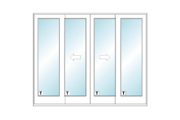 ANDERSEN FWG10080 400 Series 117" X 95 1/2" Frenchwood Sliding/Gliding Vinyl Exterior Wood Interior Dual Pane Low-E Tempered Argon Fill Glass 4 Panel Patio Door Grilles/Screen