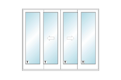 ANDERSEN FWG10080 400 Series 117" X 95 1/2" Frenchwood Sliding/Gliding Vinyl Exterior Wood Interior Dual Pane Low-E Tempered Argon Fill Glass 4 Panel Patio Door Grilles/Screen