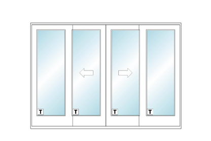 ANDERSEN FWG100611 400 Series 117" X 82 3/8" Frenchwood Sliding/Gliding Vinyl Exterior Wood Interior Dual Pane Low-E Tempered Argon Fill Glass 4 Panel Patio Door Grilles/Screen