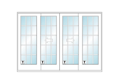 ANDERSEN FWG100611 400 Series 117" X 82 3/8" Frenchwood Sliding/Gliding Vinyl Exterior Wood Interior Dual Pane Low-E Tempered Argon Fill Glass 4 Panel Patio Door Grilles/Screen