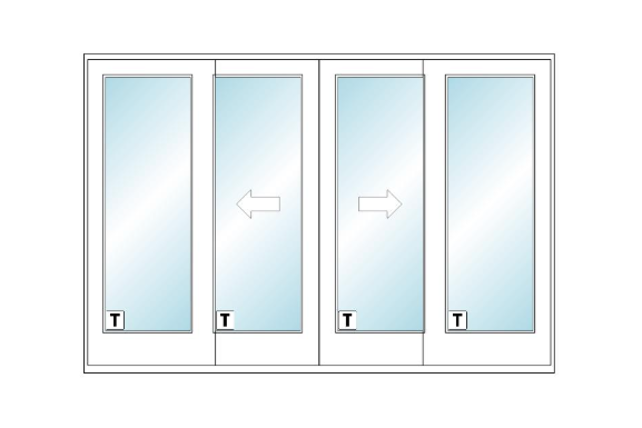 ANDERSEN FWG10068 400 Series 117" X 79 1/2" Frenchwood Sliding/Gliding Vinyl Exterior Wood Interior Dual Pane Low-E Tempered Argon Fill Glass 4 Panel Patio Door Grilles/Screen
