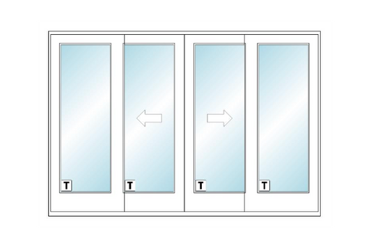 ANDERSEN FWG10068 400 Series 117" X 79 1/2" Frenchwood Sliding/Gliding Vinyl Exterior Wood Interior Dual Pane Low-E Tempered Argon Fill Glass 4 Panel Patio Door Grilles/Screen