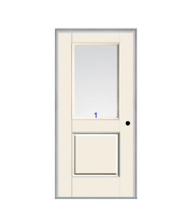 THERMATRU 6'8" Smooth Star Fiberglass Half Lite Insulated Glass Exterior Prehung Door S6021