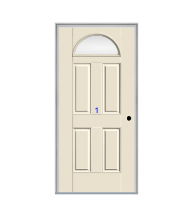 THERMATRU 6'8" Smooth Star Fiberglass Fan Lite Insulated Glass Exterior Prehung Door S256 S454_D S8708