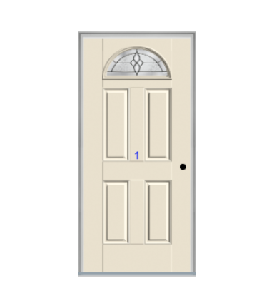 THERMATRU 6'8" Smooth Star Fiberglass Fan Lite Insulated Glass Exterior Prehung Door S256 S454_D S8708