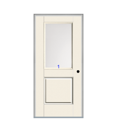 THERMATRU 6'8" Smooth Star Fiberglass Half Lite Insulated Glass Exterior Prehung Door S6021