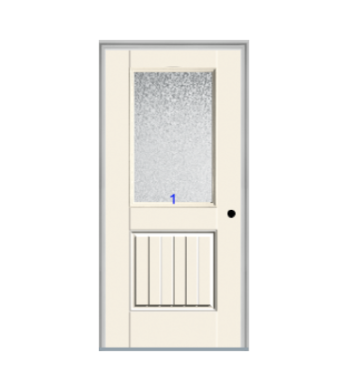 THERMATRU 6'8" Smooth Star Fiberglass Half Lite Insulated Glass Exterior Prehung Door S6041  S6041XC  S6041XJ  S6041XN   S6041XR  S6041XK