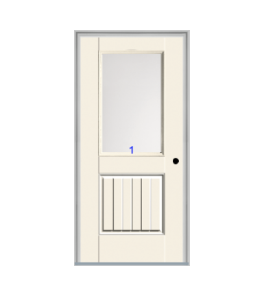 THERMATRU 6'8" Smooth Star Fiberglass Half Lite Insulated Glass Exterior Prehung Door S6041  S6041XC  S6041XJ  S6041XN   S6041XR  S6041XK