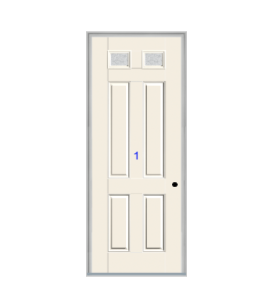 THERMATRU 6'8", Or 8'0" Smooth Star Fiberglass Top Lite Insulated Glass Exterior Prehung Door S296
