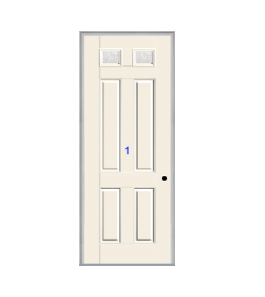 THERMATRU 6'8", Or 8'0" Smooth Star Fiberglass Top Lite Insulated Glass Exterior Prehung Door