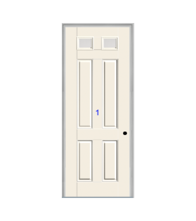 THERMATRU 6'8", Or 8'0" Smooth Star Fiberglass Top Lite Insulated Glass Exterior Prehung Door S296