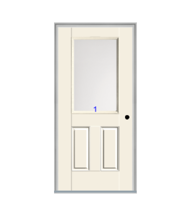 THERMATRU 6'8" Smooth Star Fiberglass Half Lite Insulated Glass Exterior Prehung Door S206