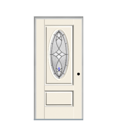 THERMATRU 6'8" Smooth Star Fiberglass 3/4 Oval Insulated Glass Exterior Prehung Door  S992
