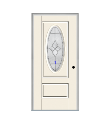 THERMATRU 6'8" Smooth Star Fiberglass 3/4 Oval Insulated Glass Exterior Prehung Door  S992