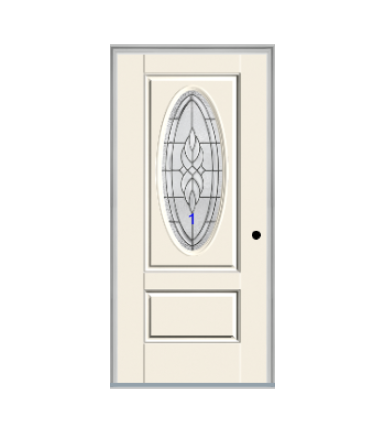 THERMATRU 6'8" Smooth Star Fiberglass 3/4 Oval Insulated Glass Exterior Prehung Door  S992