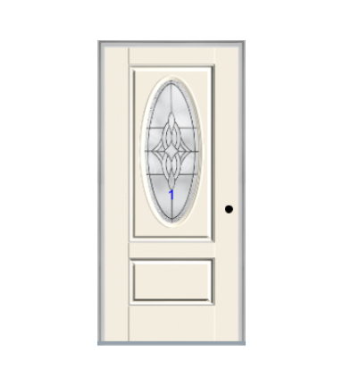THERMATRU 6'8" Smooth Star Fiberglass 3/4 Oval Insulated Glass Exterior Prehung Door  S992