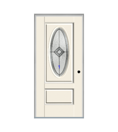 THERMATRU 6'8" Smooth Star Fiberglass 3/4 Oval Insulated Glass Exterior Prehung Door  S992
