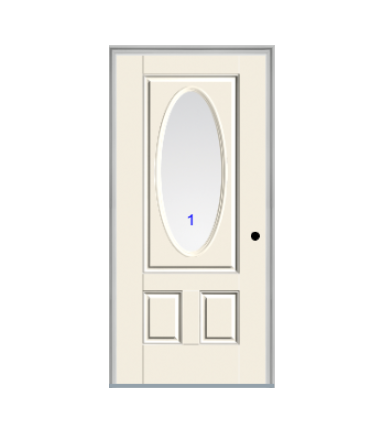 THERMATRU 6'8" Smooth Star Fiberglass 3/4 Oval Insulated Glass Exterior Prehung Door S6080