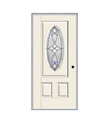THERMATRU 6'8" Smooth Star Fiberglass 3/4 Oval Insulated Glass Exterior Prehung Door S6080