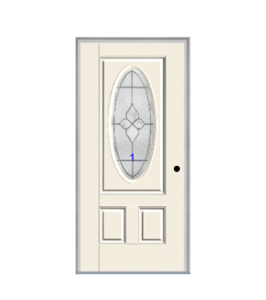 THERMATRU 6'8" Smooth Star Fiberglass 3/4 Oval Insulated Glass Exterior Prehung Door S6080
