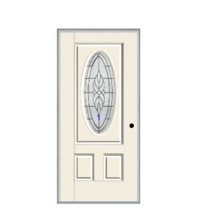 THERMATRU 6'8" Smooth Star Fiberglass 3/4 Oval Insulated Glass Exterior Prehung Door S6080