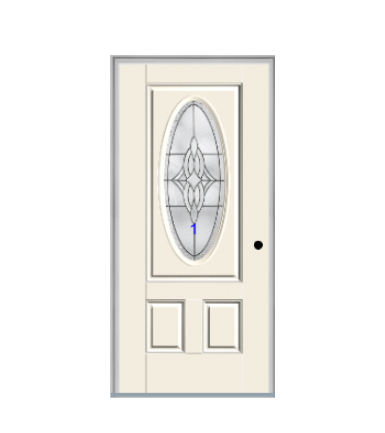 THERMATRU 6'8" Smooth Star Fiberglass 3/4 Oval Insulated Glass Exterior Prehung Door S6080