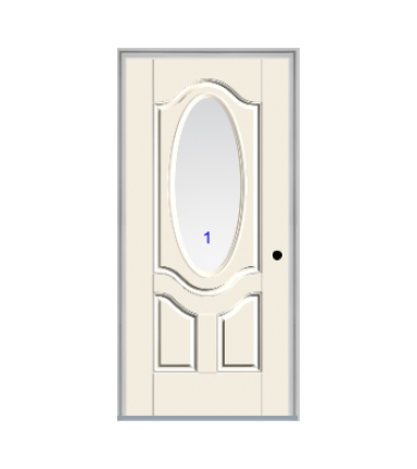 THERMATRU 6'8" Smooth Star Fiberglass 3/4 Oval Insulated Glass Exterior Prehung Door S770