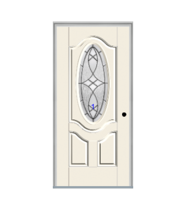 THERMATRU 6'8" Smooth Star Fiberglass 3/4 Oval Insulated Glass Exterior Prehung Door S770