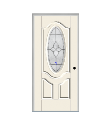 THERMATRU 6'8" Smooth Star Fiberglass 3/4 Oval Insulated Glass Exterior Prehung Door S770