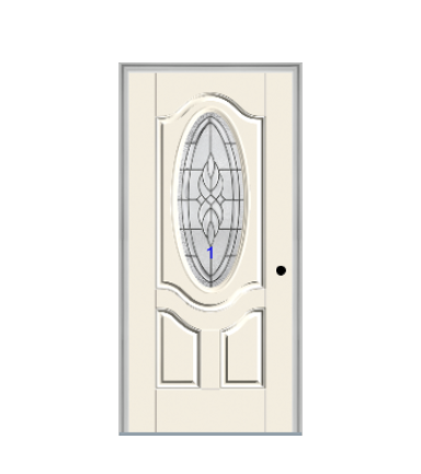 THERMATRU 6'8" Smooth Star Fiberglass 3/4 Oval Insulated Glass Exterior Prehung Door S770