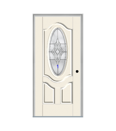 THERMATRU 6'8" Smooth Star Fiberglass 3/4 Oval Insulated Glass Exterior Prehung Door S770