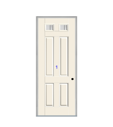 THERMATRU 6'8", Or 8'0" Smooth Star Fiberglass Top Lite Insulated Glass Exterior Prehung Door