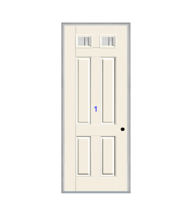 THERMATRU 6'8", Or 8'0" Smooth Star Fiberglass Top Lite Insulated Glass Exterior Prehung Door