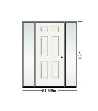 THERMATRU 6'8", Or 8'0" Smooth Star Fiberglass Panel Exterior Prehung Door With 14" Direct Set Sidelites S210,S810