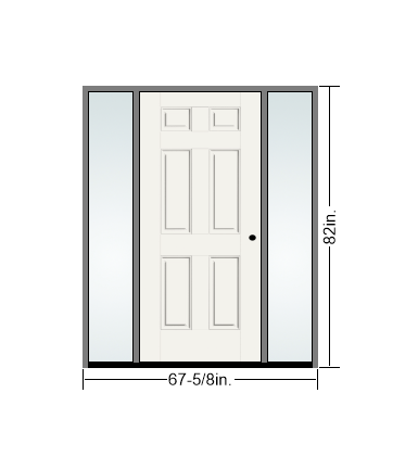 THERMATRU 6'8", Or 8'0" Smooth Star Fiberglass Panel Exterior Prehung Door With 14" Direct Set Sidelites S210,S810