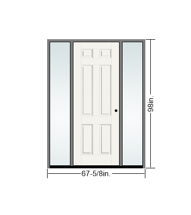 THERMATRU 6'8", Or 8'0" Smooth Star Fiberglass Panel Exterior Prehung Door With 14" Direct Set Sidelites S210,S810