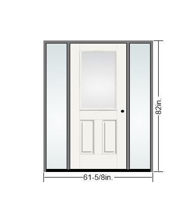 THERMATRU 6'8" Smooth Star Fiberglass Half Lite Insulated Glass Exterior Prehung Door With 14" Direct Set Sidelites S206