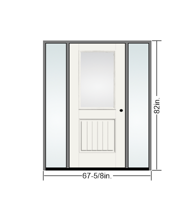 THERMATRU 6'8" Smooth Star Fiberglass Half Lite Insulated Glass Exterior Prehung Door With 14" Direct Set SIdelites  S6041